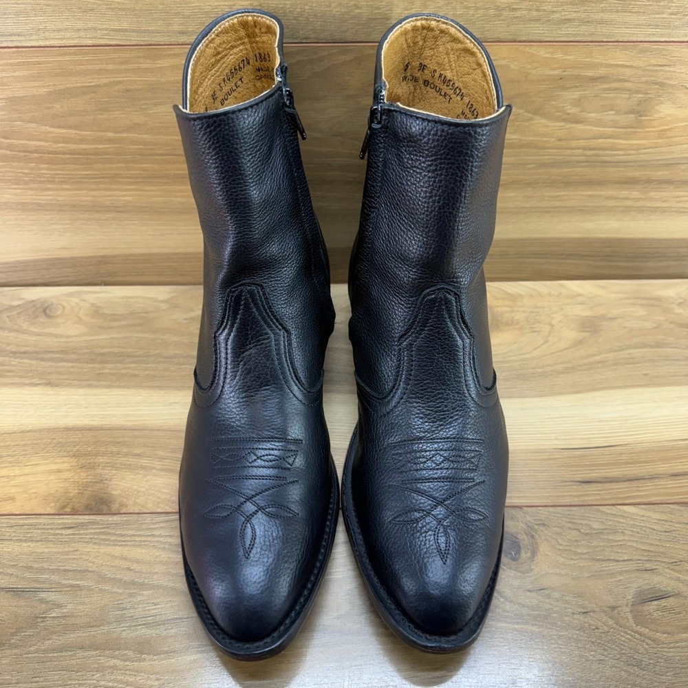 BOULET Western Short Boot Zip Mens 9 EEE Black Leather Formal Rodeo Business
